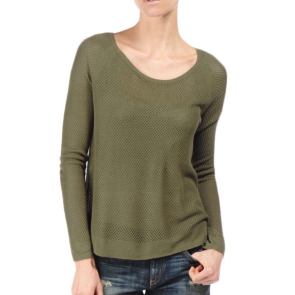 Rag & Bone Hunter Green Mesh Long Sleeve